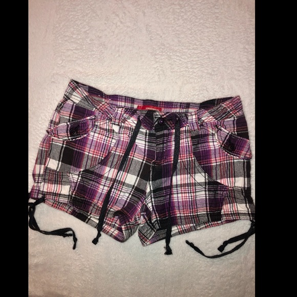 UNIONBAY Pants - Purple plaid multi colored shorts